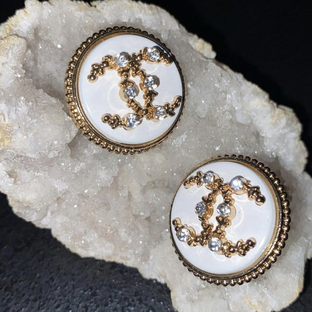 Vintage Button Earrings