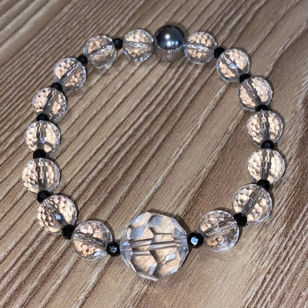 Clear Quartz and Black Spinel Bracelet