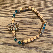 Hematite and Premium Crystal Vintage Button Bracelet.