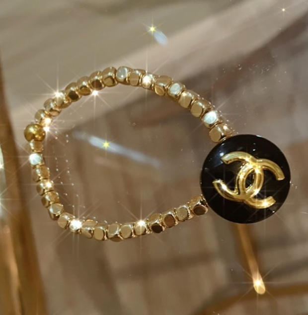 Gold Hematite Vintage Button Bracelet