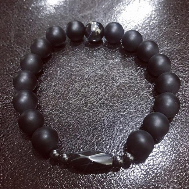 Black Matte Agate Men's Bracelet