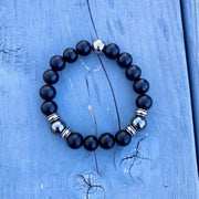 Black Agate and Hematite Men's Bracelet