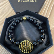 Black Tourmaline Vintage Button Bracelet