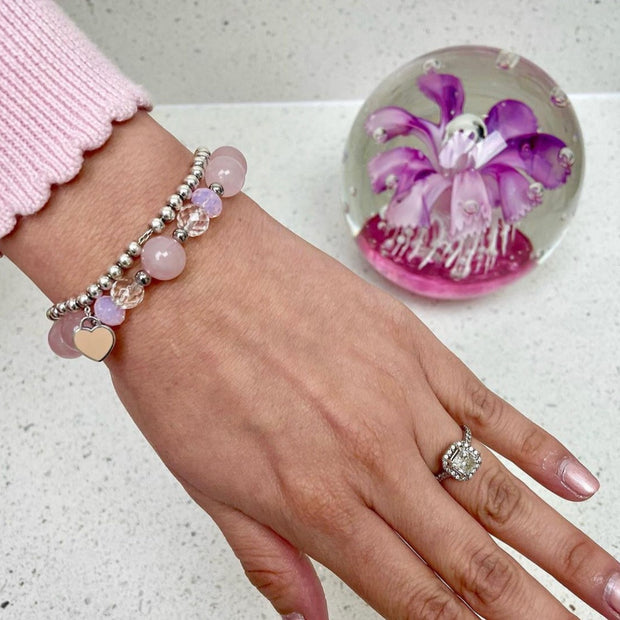Rose and Clear Quartz Healing Bracelet