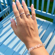 Clear Quartz and Rose Quartz Heart Bracelet