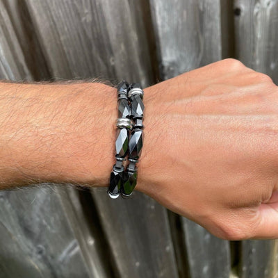 Magnetic Hematite Double Stack Men's Bracelet
