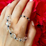 Clear Quartz and Black Spinel Set