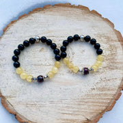 Obsidian, Citrine and Red Garnet Couples Bracelet
