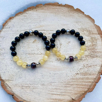 Obsidian, Citrine and Red Garnet Couples Bracelet