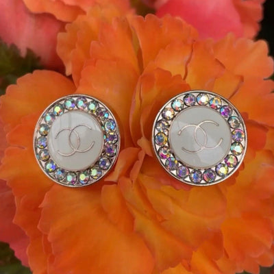 Sparkly Vintage Button Earrings