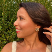 White and Gold Vintage Button Earrings