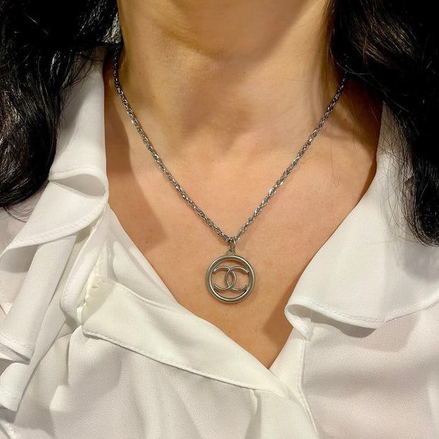 Silver Vintage Button Necklace