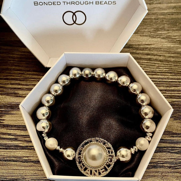 Hematite Vintage Button Bracelet