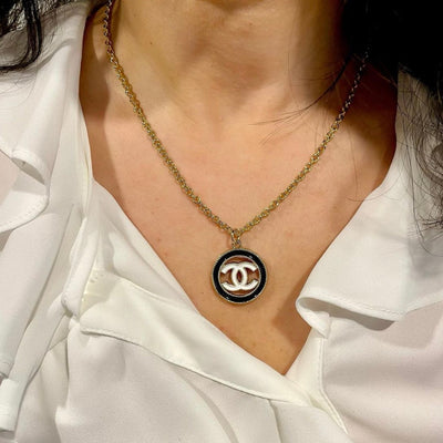 Black and White Vintage Button Necklace