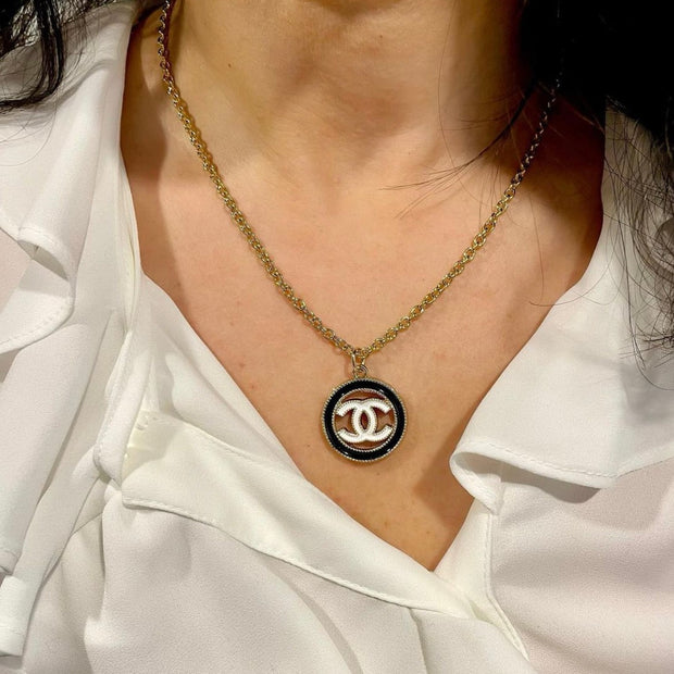 Black and White Vintage Button Necklace