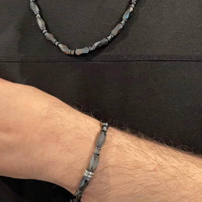 Hematite Men's Necklace and Bracelet Set