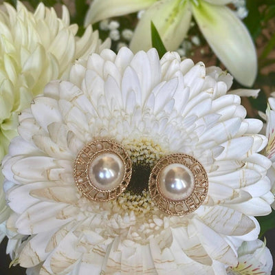 Gold Pearl Vintage Earrings