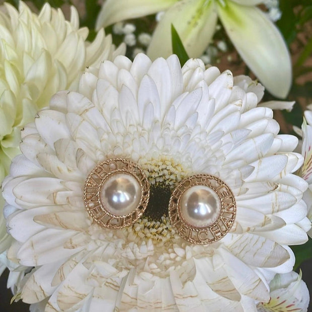 Gold Pearl Vintage Earrings