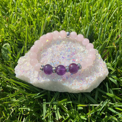 Rose Quartz and Amethyst Sparkle Bracelet